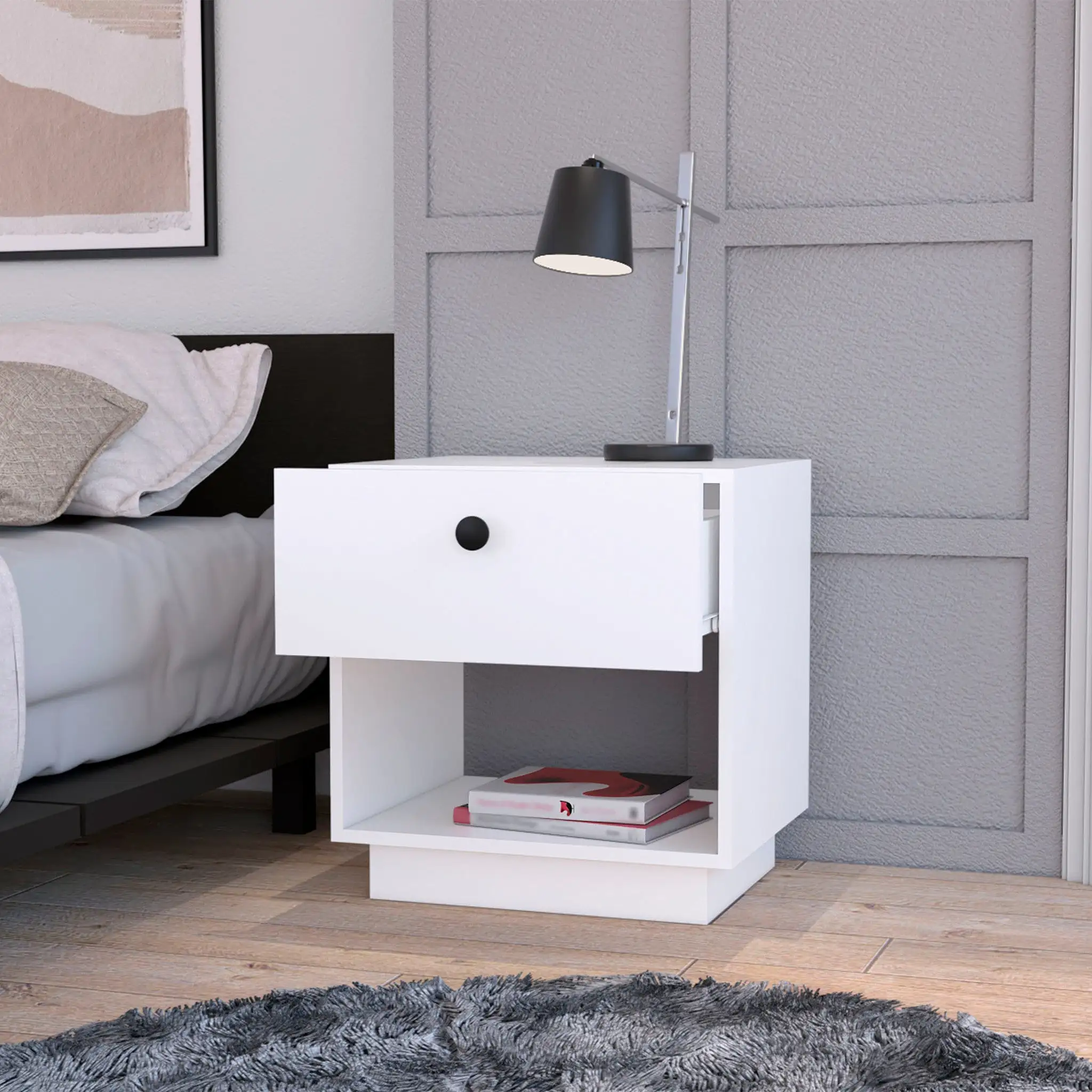 20 White One Drawer Nightstand With Integrated Tech