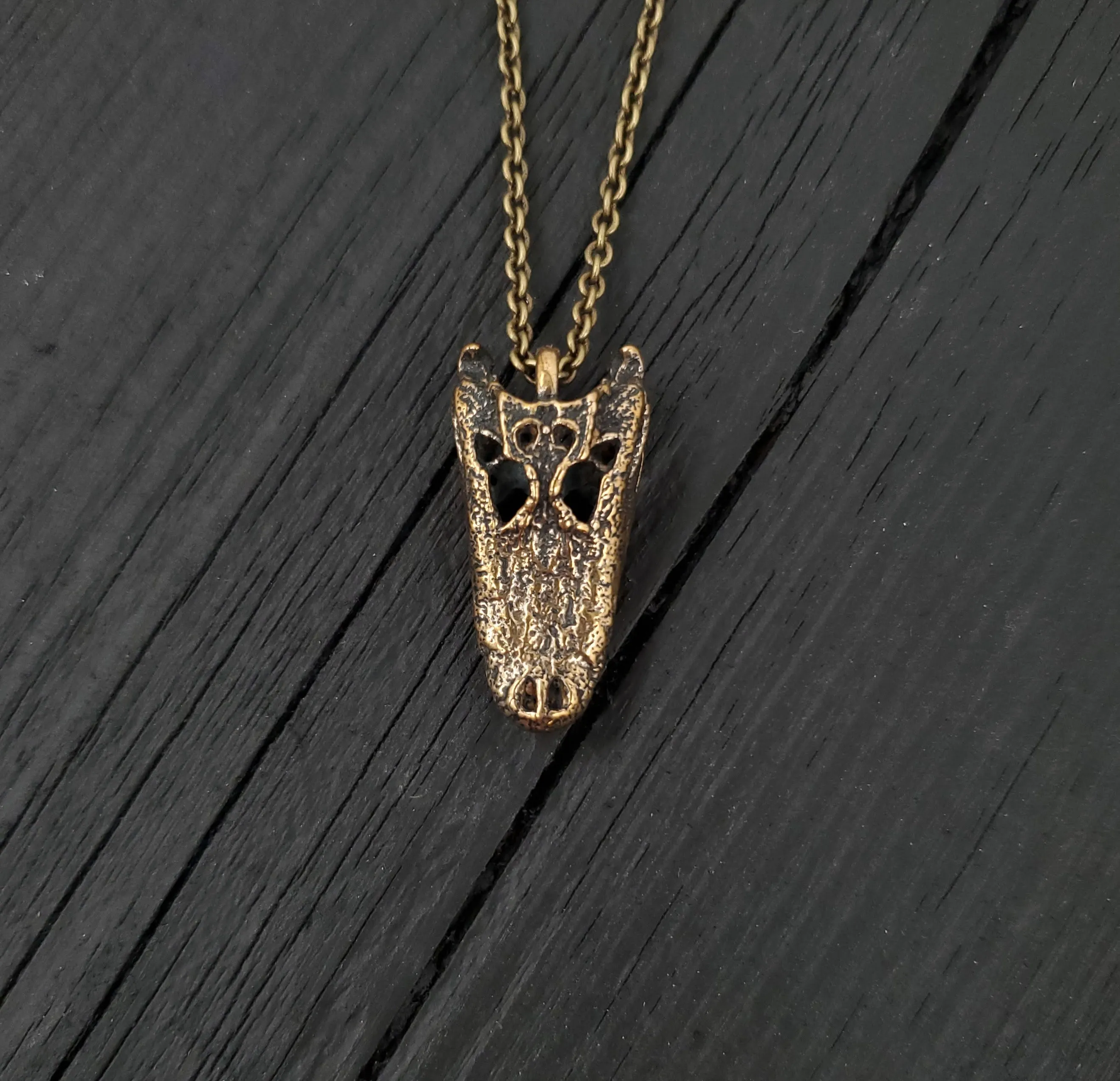 American Alligator Skull Pendant Necklace