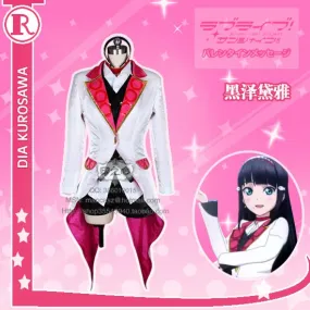 Aqours love live sunshine 13 Kurosawa Dia Stage Dress Christmas Cosplay Costume New Year Dress Shirt+Vest+Coat+Pants+Waistband+S