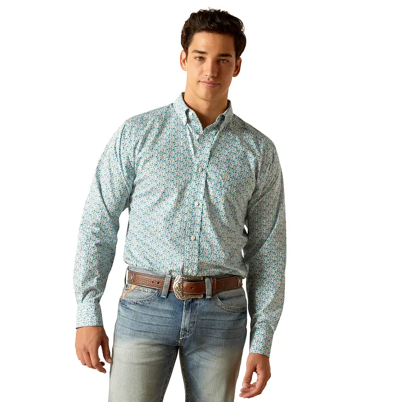 'Ariat' Men's Wrinkle Free Kellen Button Down - Blue