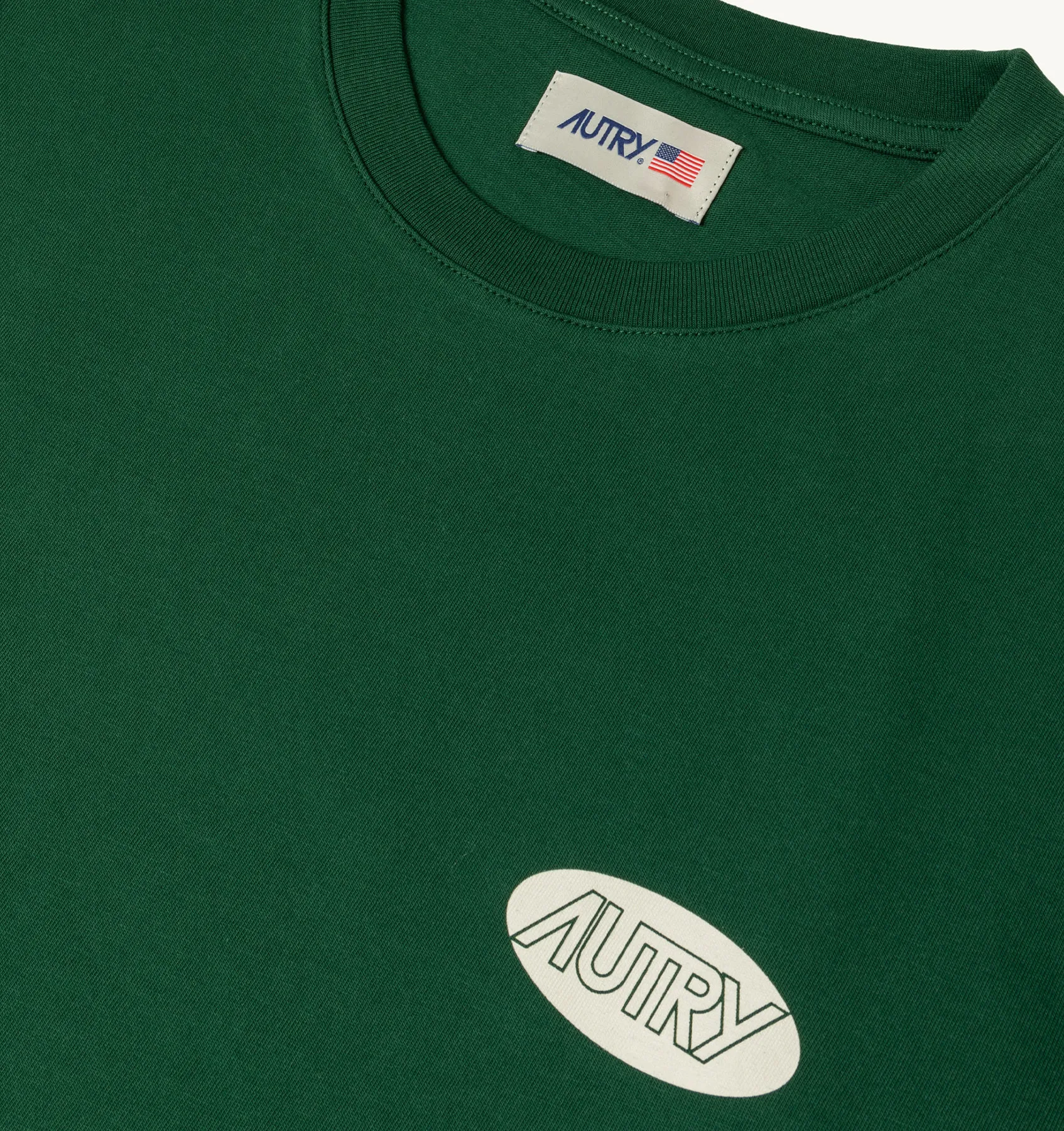 AUTRY APPAREL MAN  T-SHIRT IN GREEN COTTON WITH PRINTED LOGO