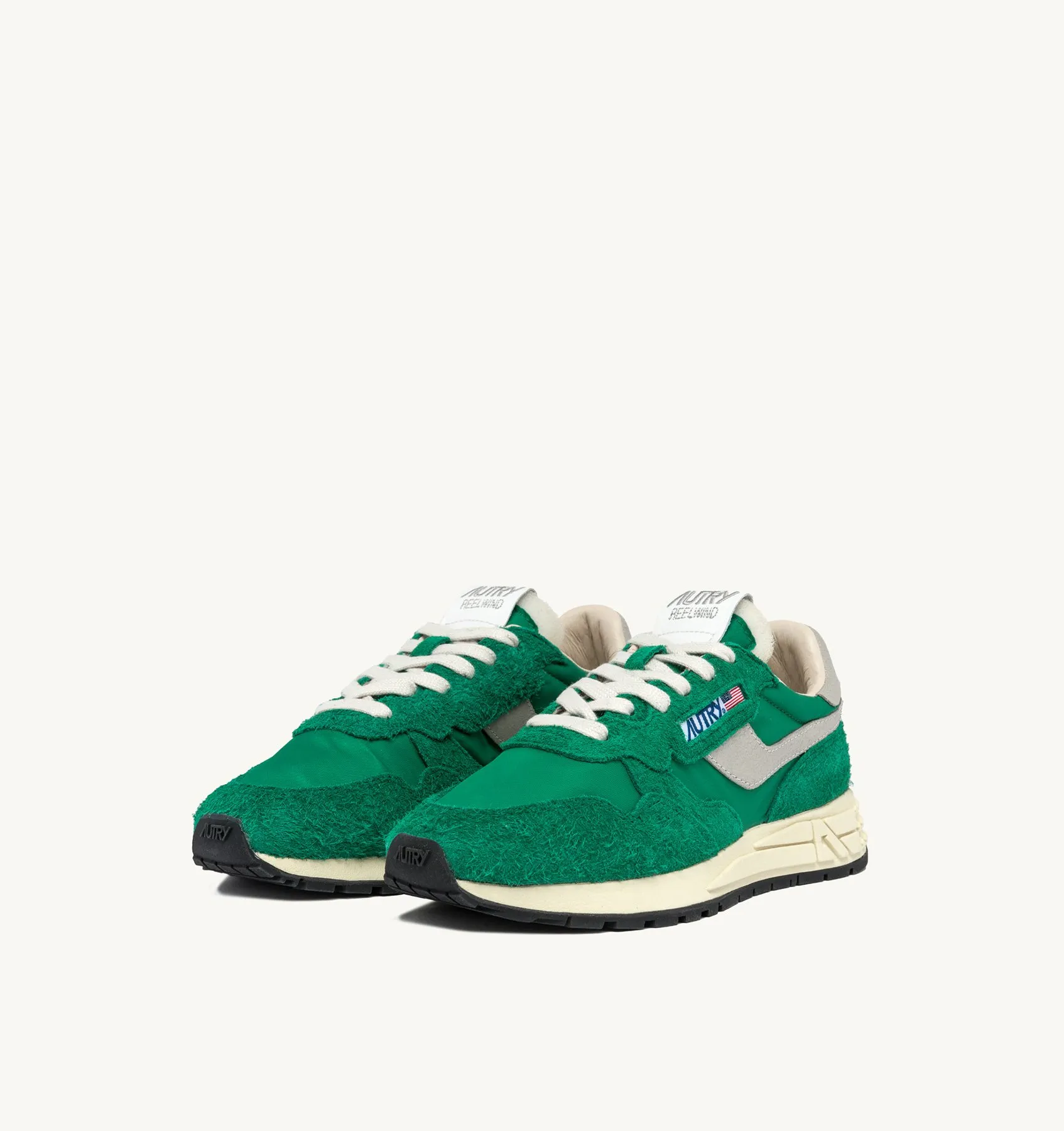 AUTRY SNEAKERS MAN  REELWIND LOW SNEAKERS IN GREEN NYLON AND SUEDE