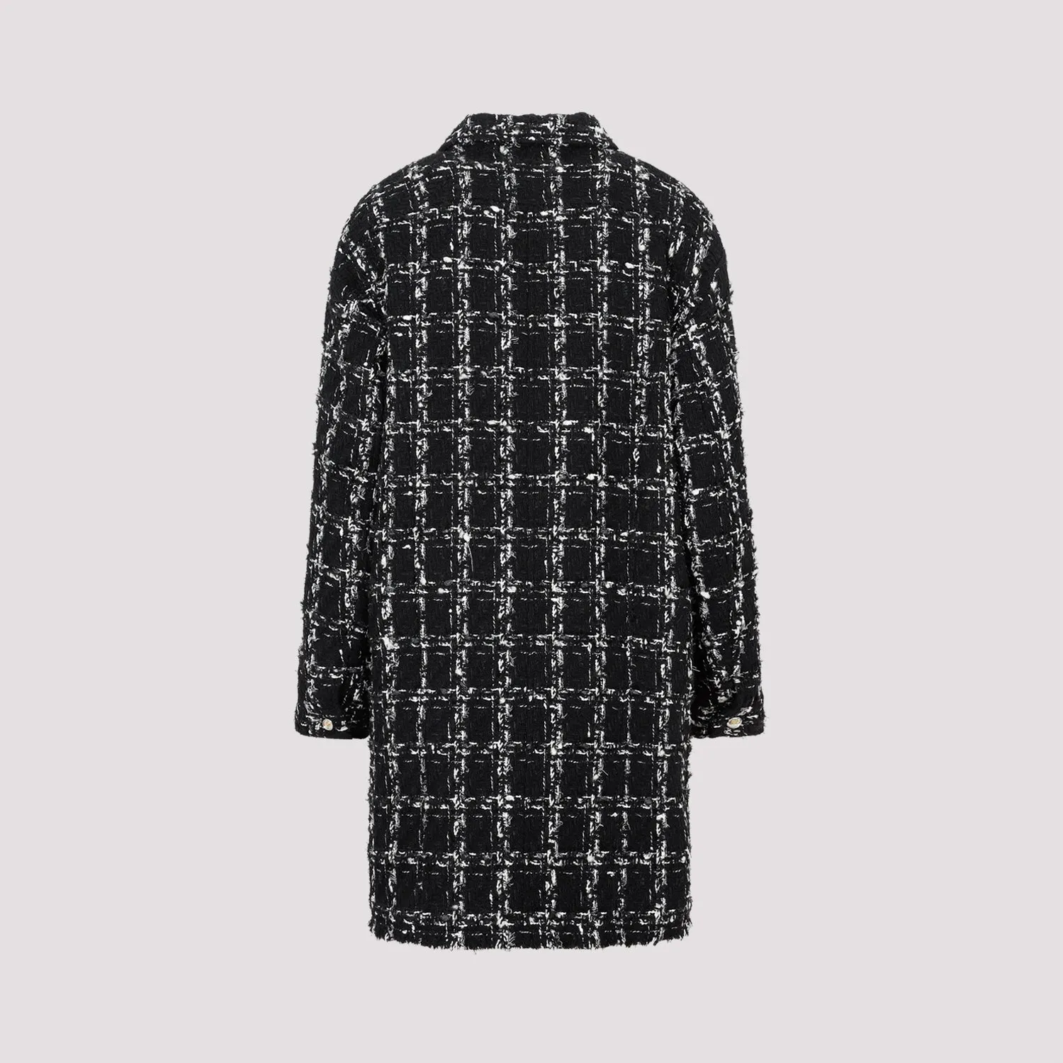 Black and White Checked bouclé Coat