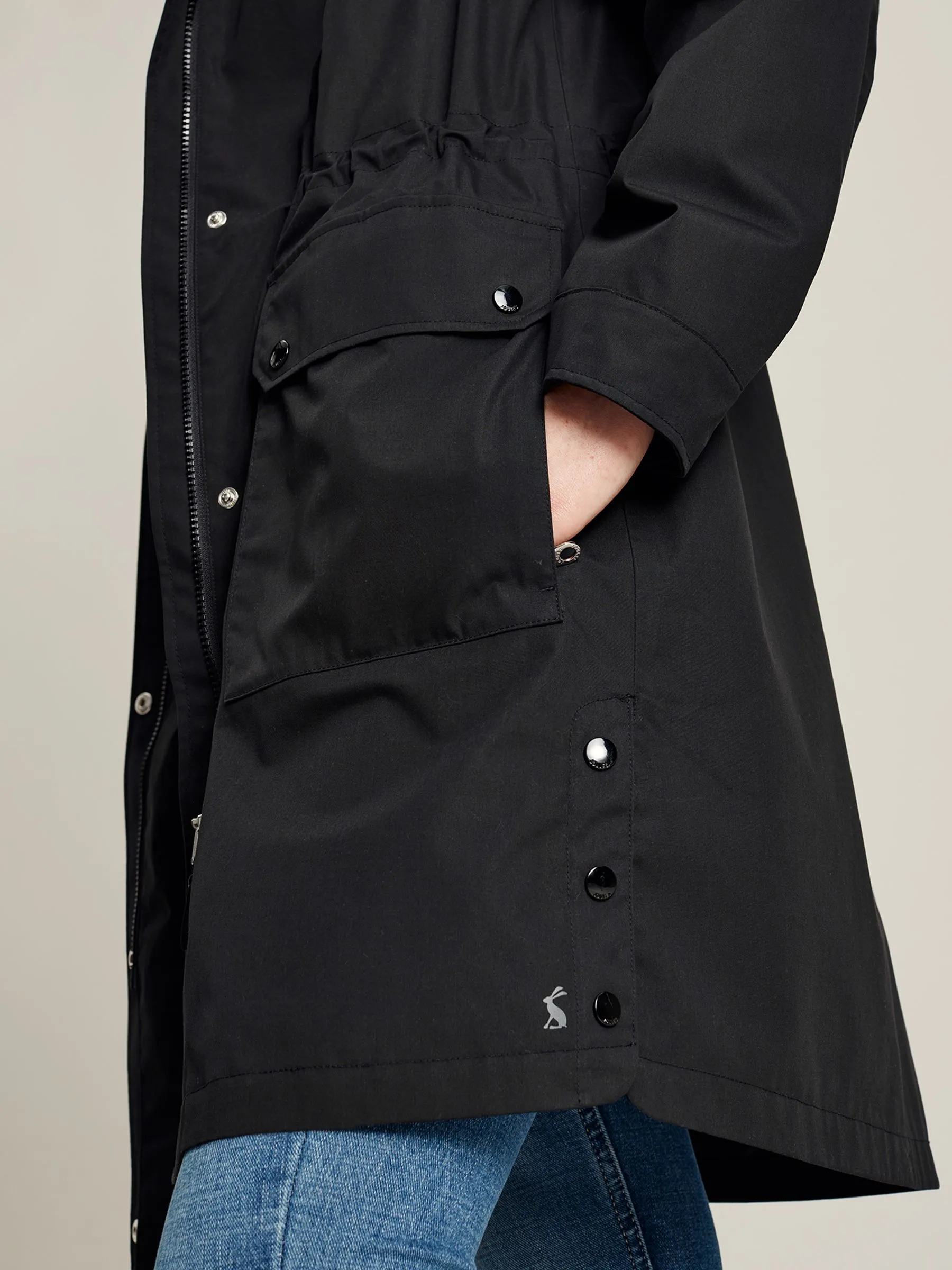 Black Longline Waterproof Coat