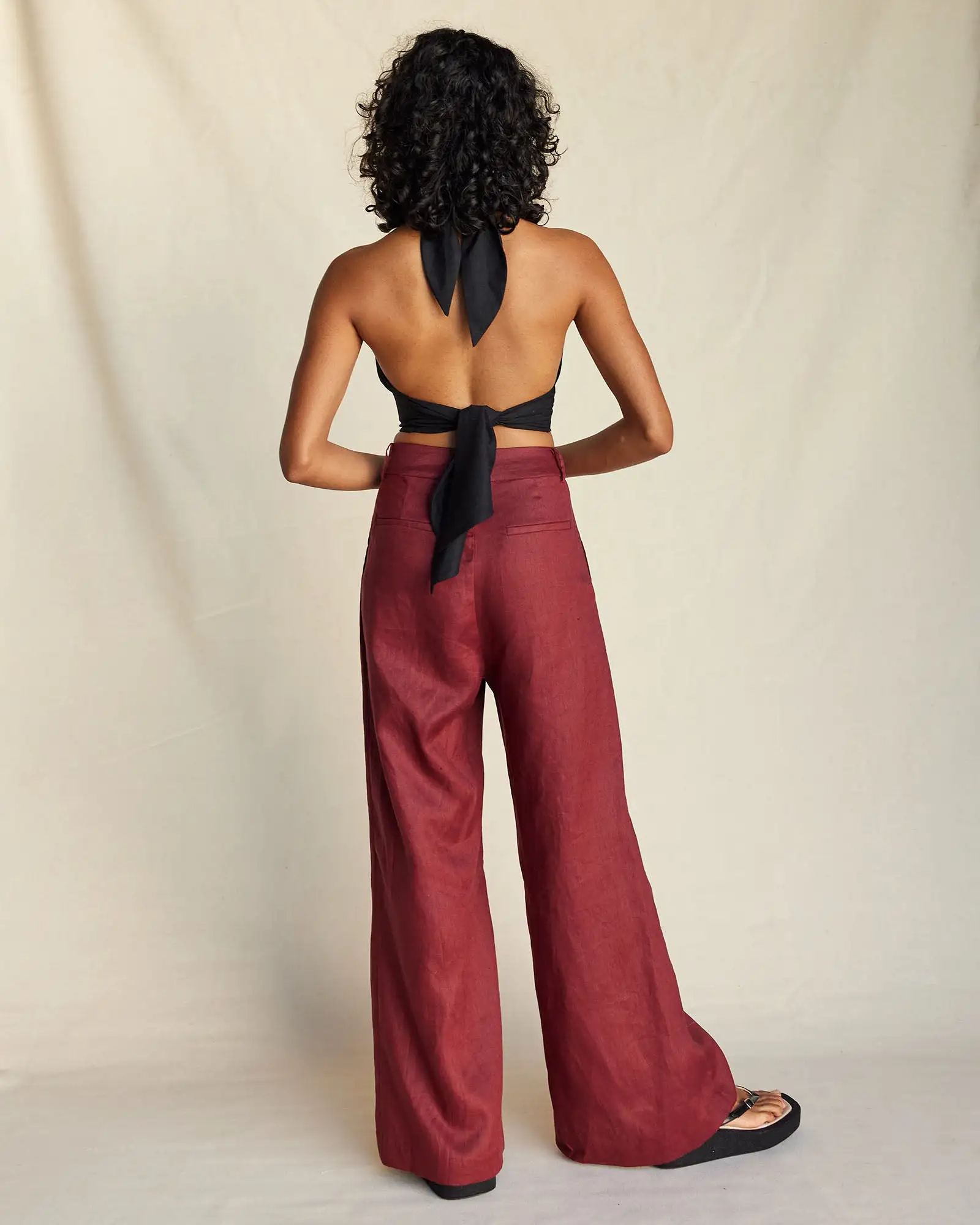 Bridgette Linen Pant - Merlot