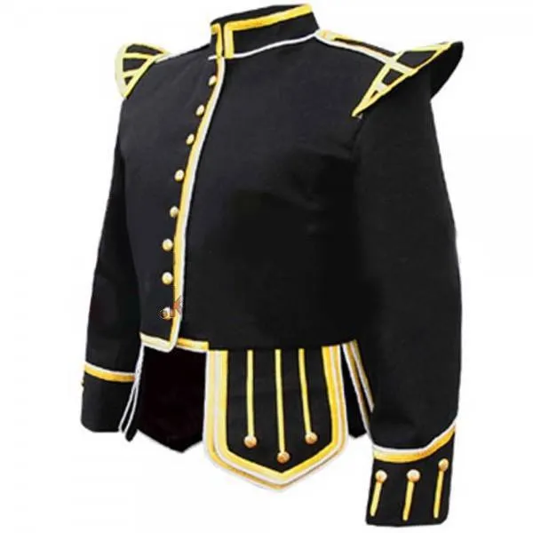 Buy Black Fancy Doublet Piper Kilt Jacket with Gold Trim - Jackets for Men 003 | Kilt and Jacks