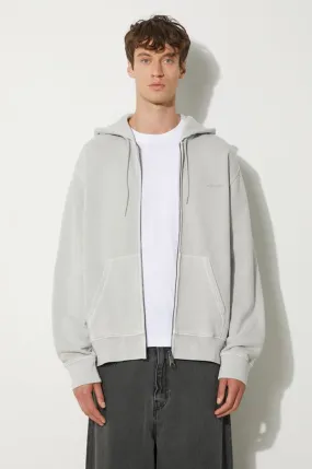 Carhartt WIP cotton sweatshirt Hooded Duster Script Jacket men's gray color hooded I033619.29JGD