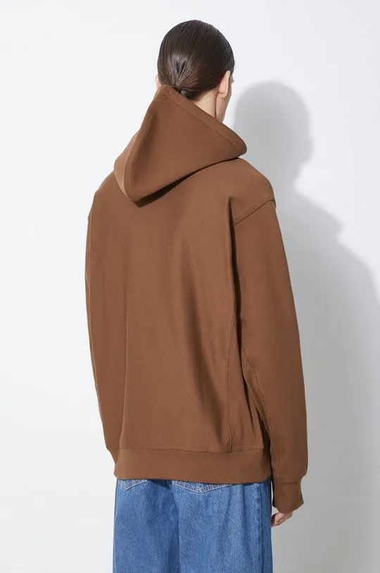 Carhartt WIP hooded sweatshirt American Script Sweat men's brown color hooded smooth I028279.1ZDXX