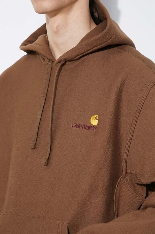 Carhartt WIP hooded sweatshirt American Script Sweat men's brown color hooded smooth I028279.1ZDXX