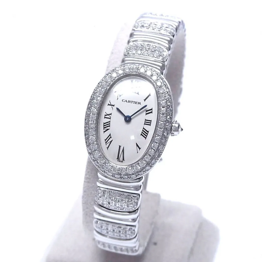 CARTIER BAIGNOIRE 23mm Quartz 18K WG 4.73TCW Diamond Watch