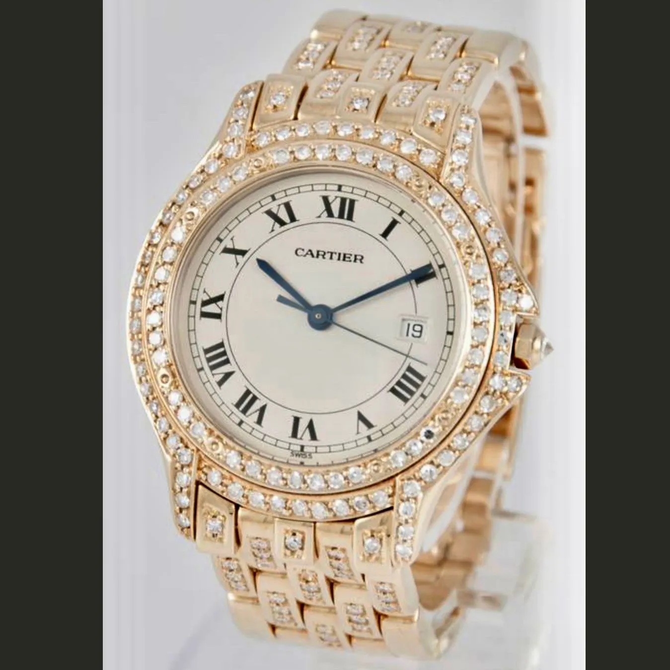 CARTIER COUGER 27mm 18K Yellow Gold Diamond Watch