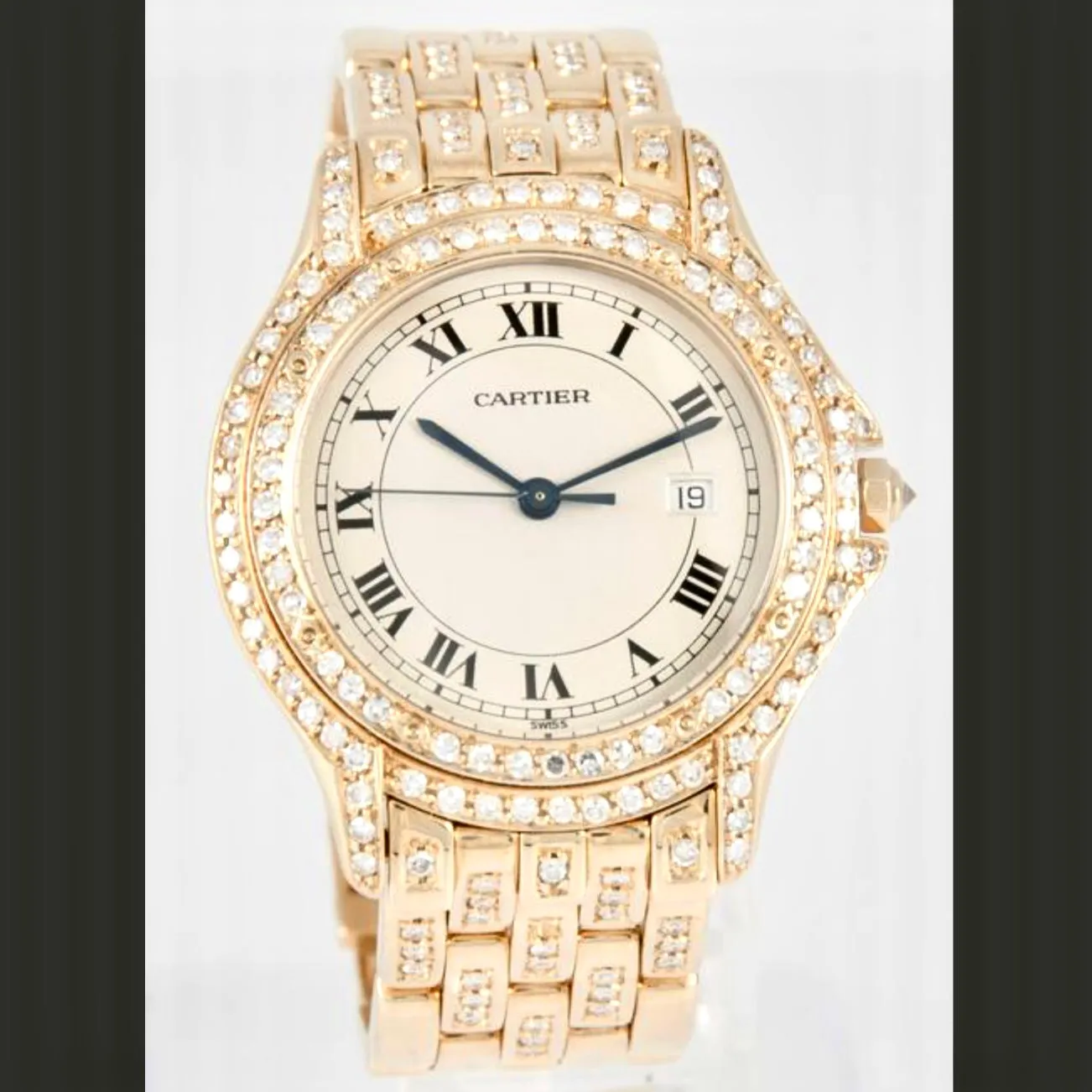 CARTIER COUGER 27mm 18K Yellow Gold Diamond Watch