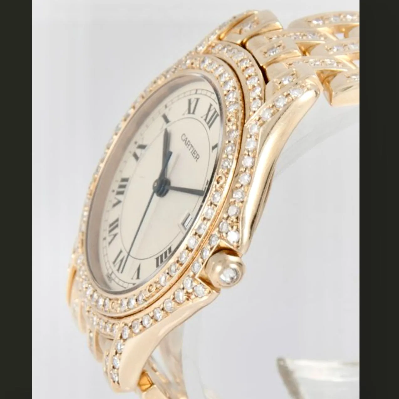 CARTIER COUGER 27mm 18K Yellow Gold Diamond Watch