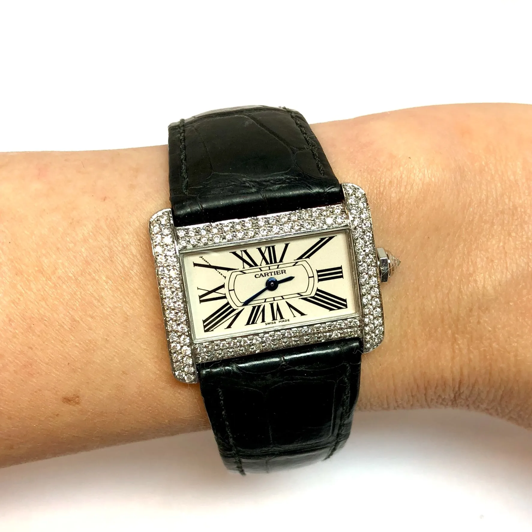 CARTIER DIVAN Quartz 31mm Steel 1.49TCW Diamond Watch