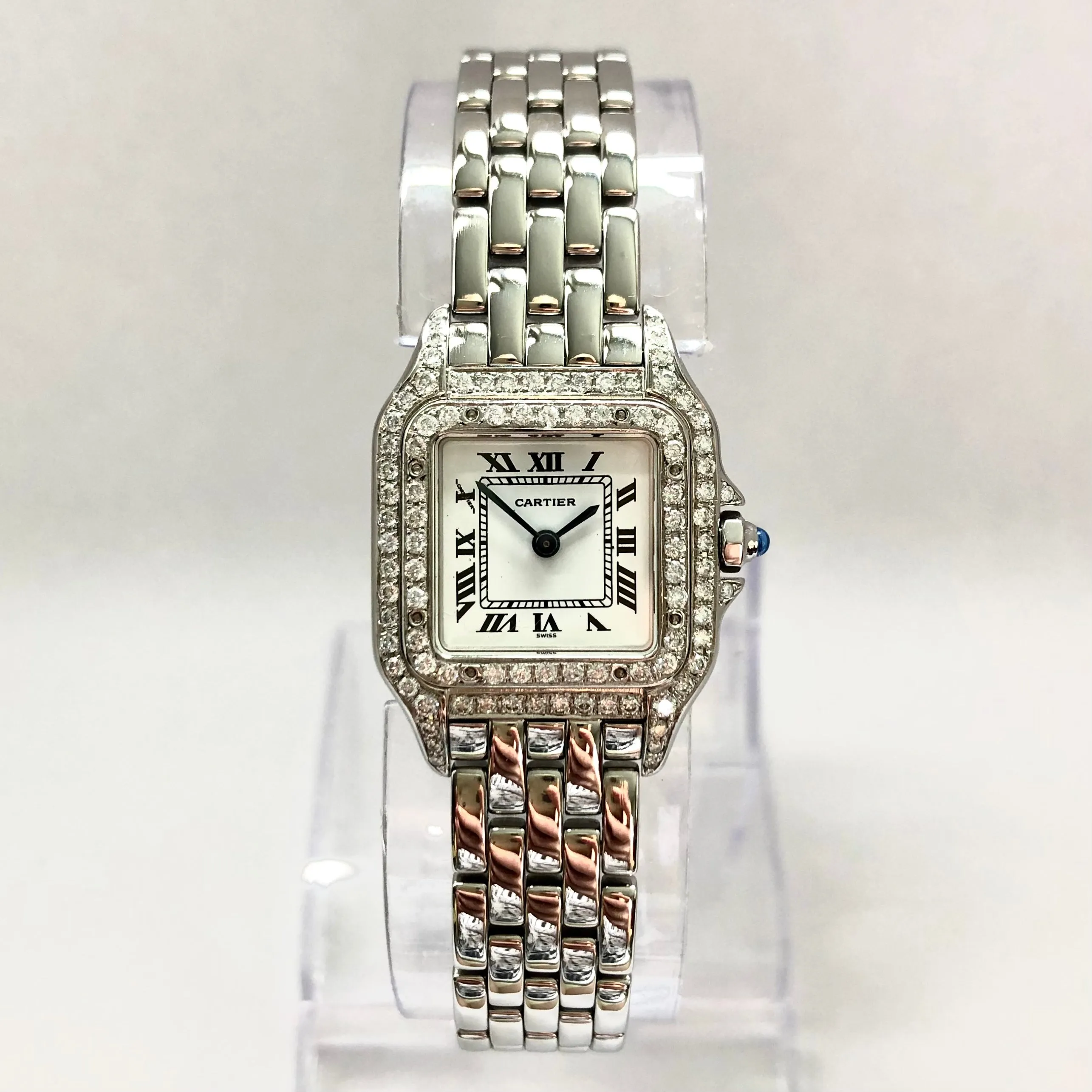 CARTIER PANTHERE 23mm Quartz Steel 0.87TCW DIAMOND Watch