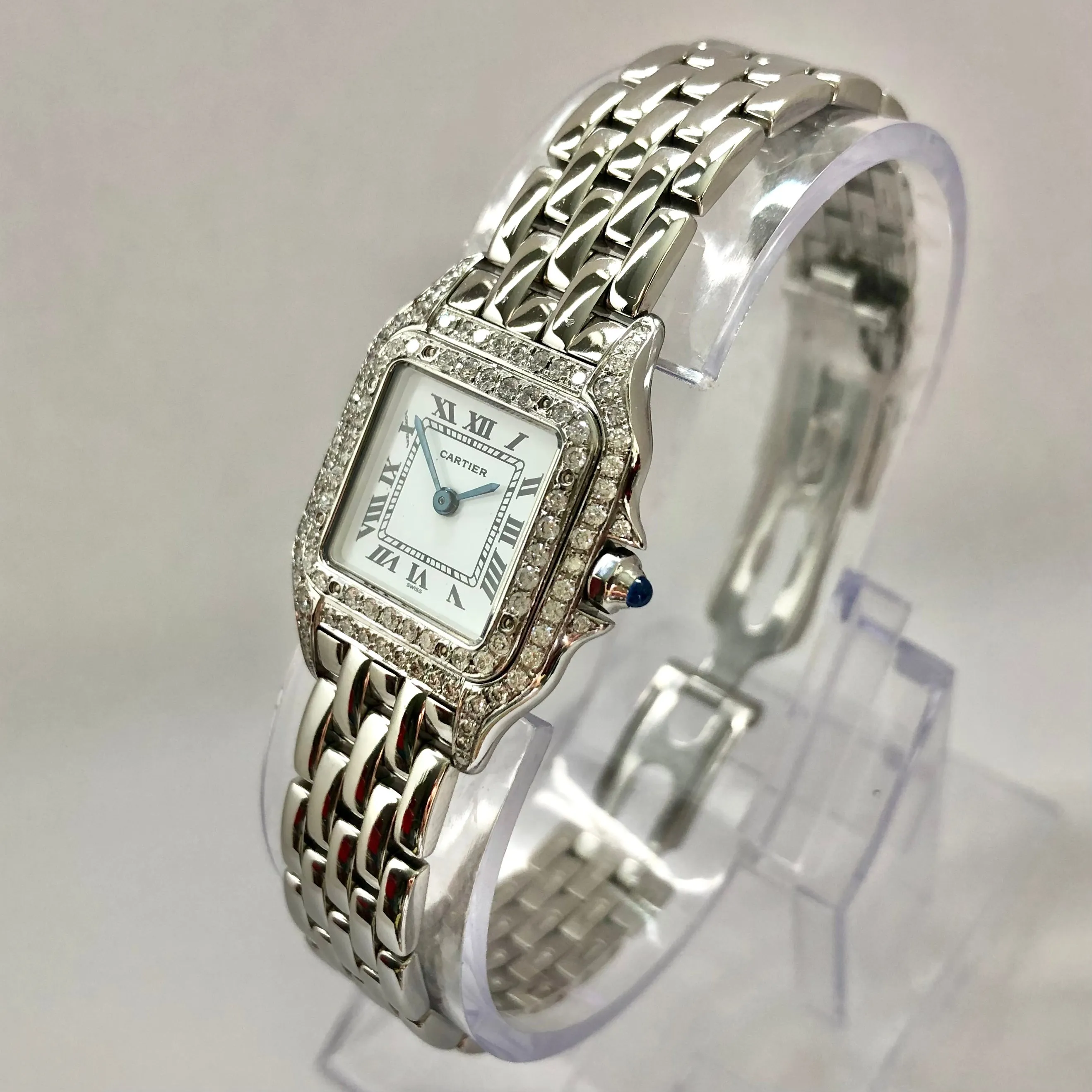 CARTIER PANTHERE 23mm Quartz Steel 0.87TCW DIAMOND Watch