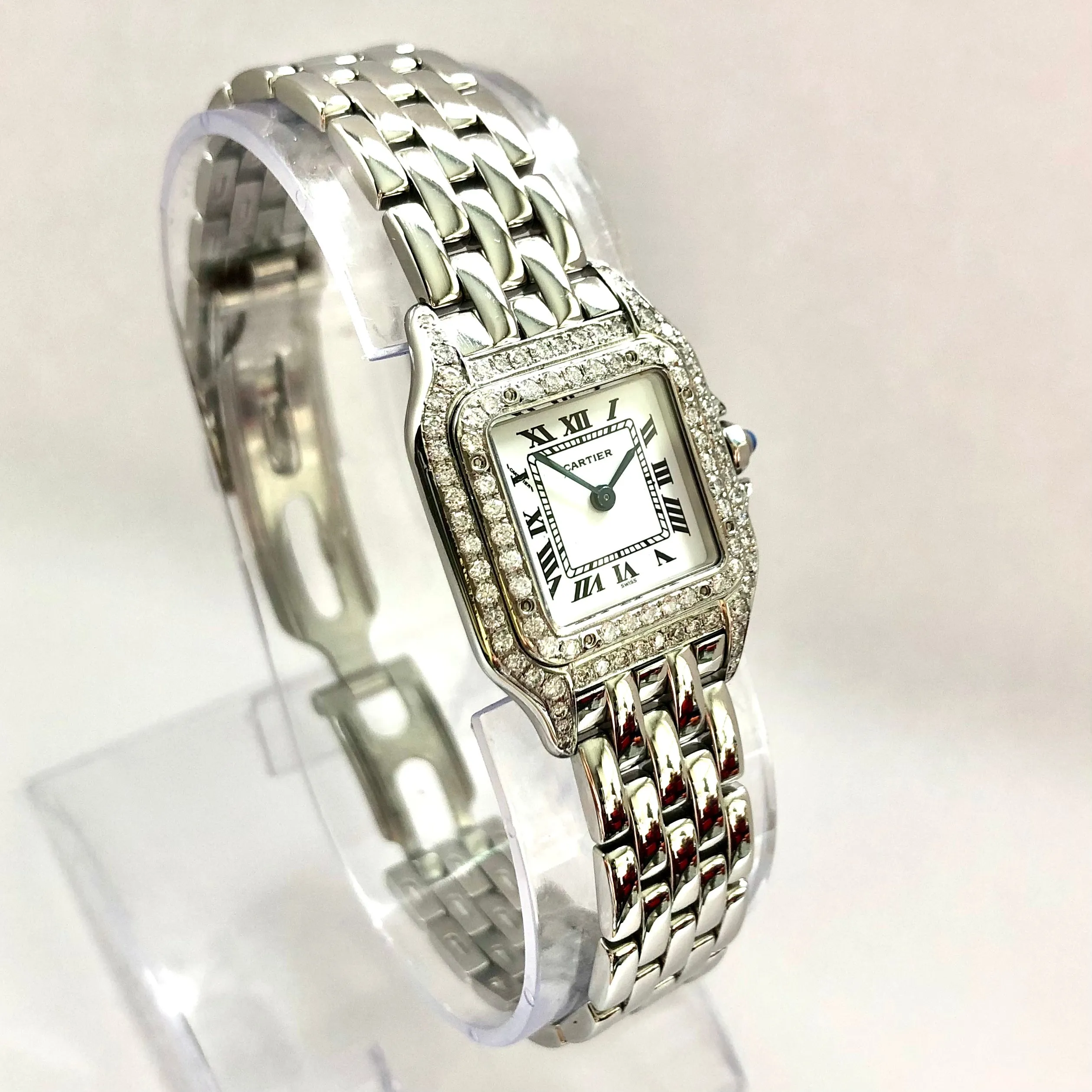 CARTIER PANTHERE 23mm Quartz Steel 0.87TCW DIAMOND Watch