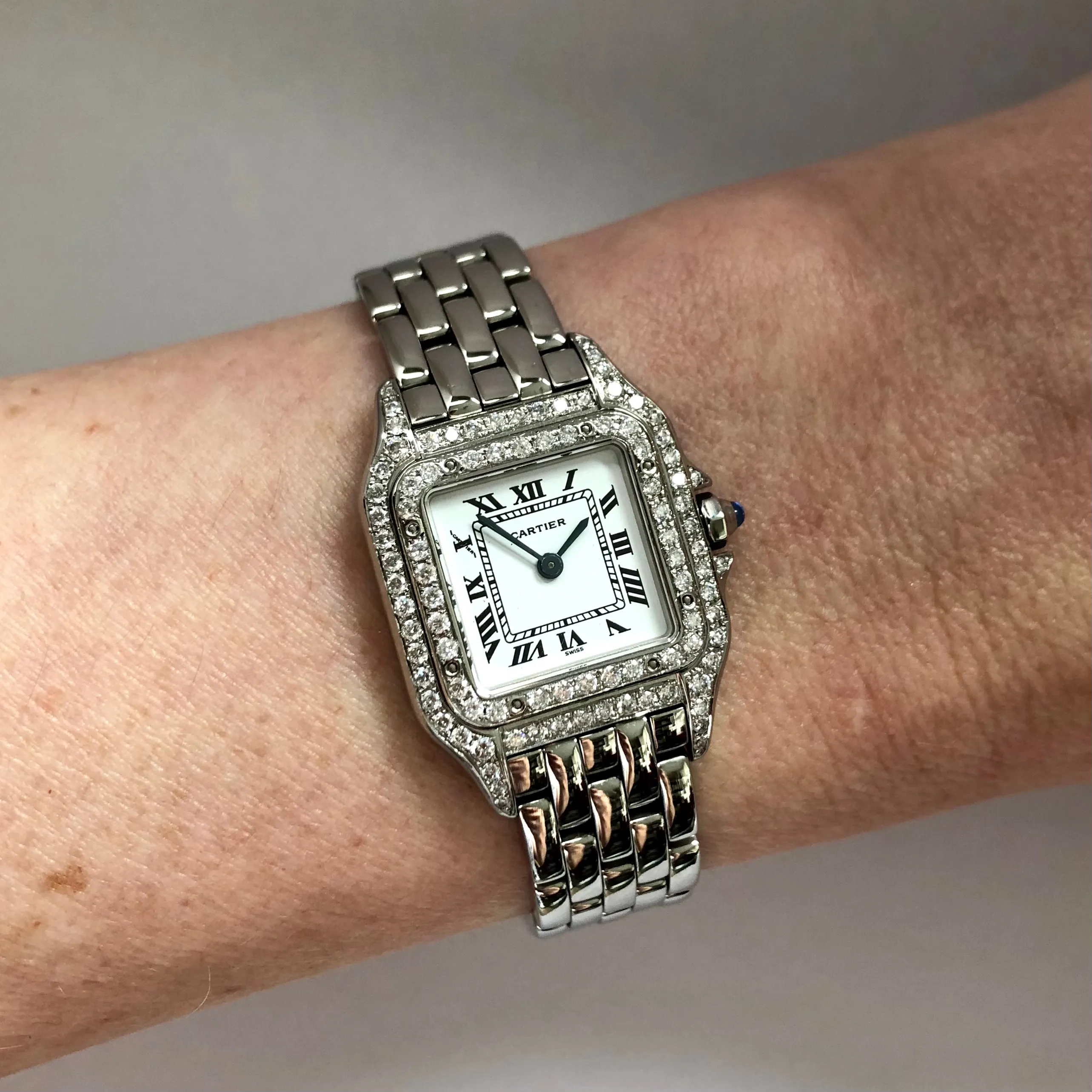 CARTIER PANTHERE 23mm Quartz Steel 0.87TCW DIAMOND Watch