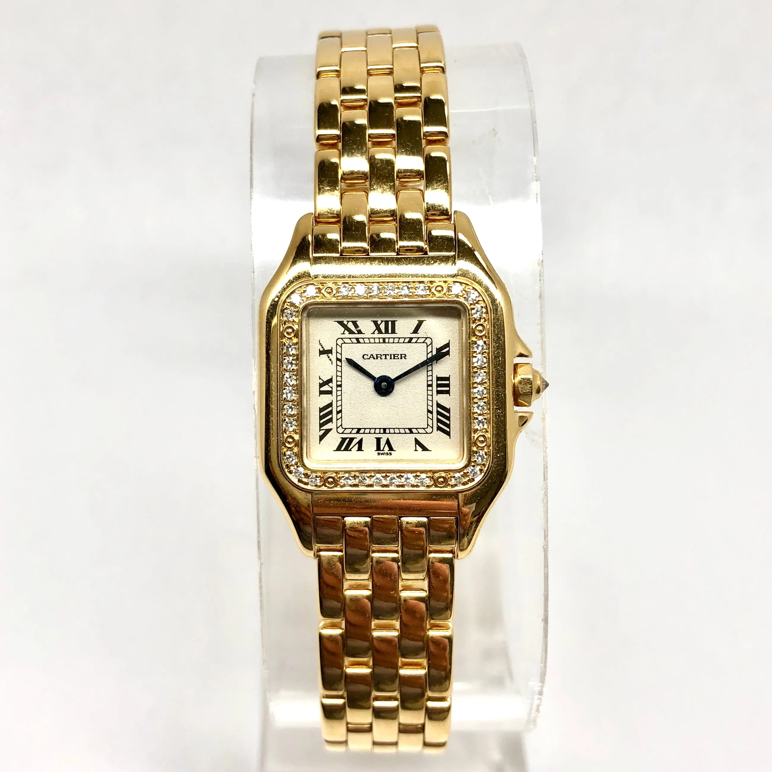 CARTIER PANTHERE Quartz 23mm 18K Yellow Gold ~0.4TCW DIAMOND Watch