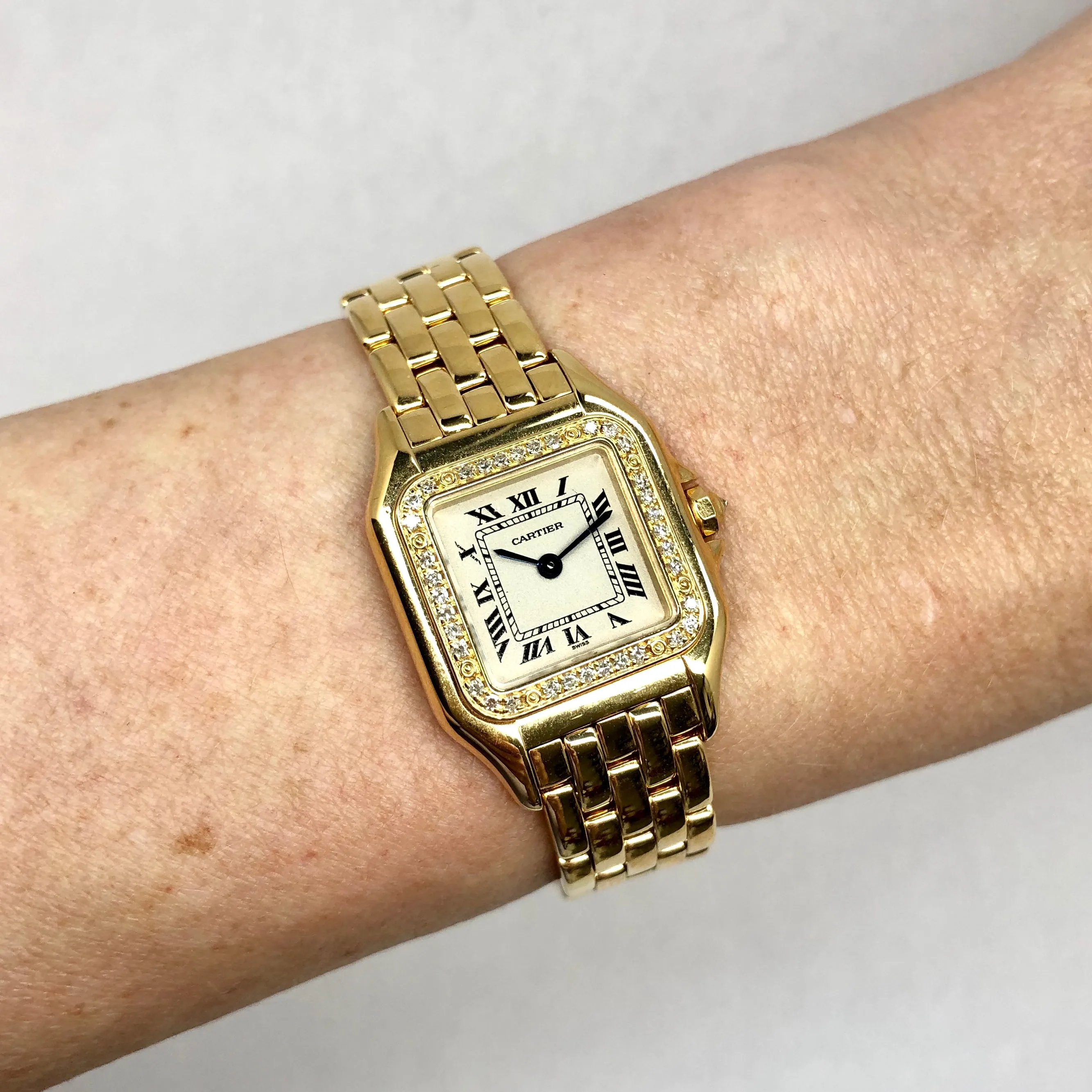 CARTIER PANTHERE Quartz 23mm 18K Yellow Gold ~0.4TCW DIAMOND Watch