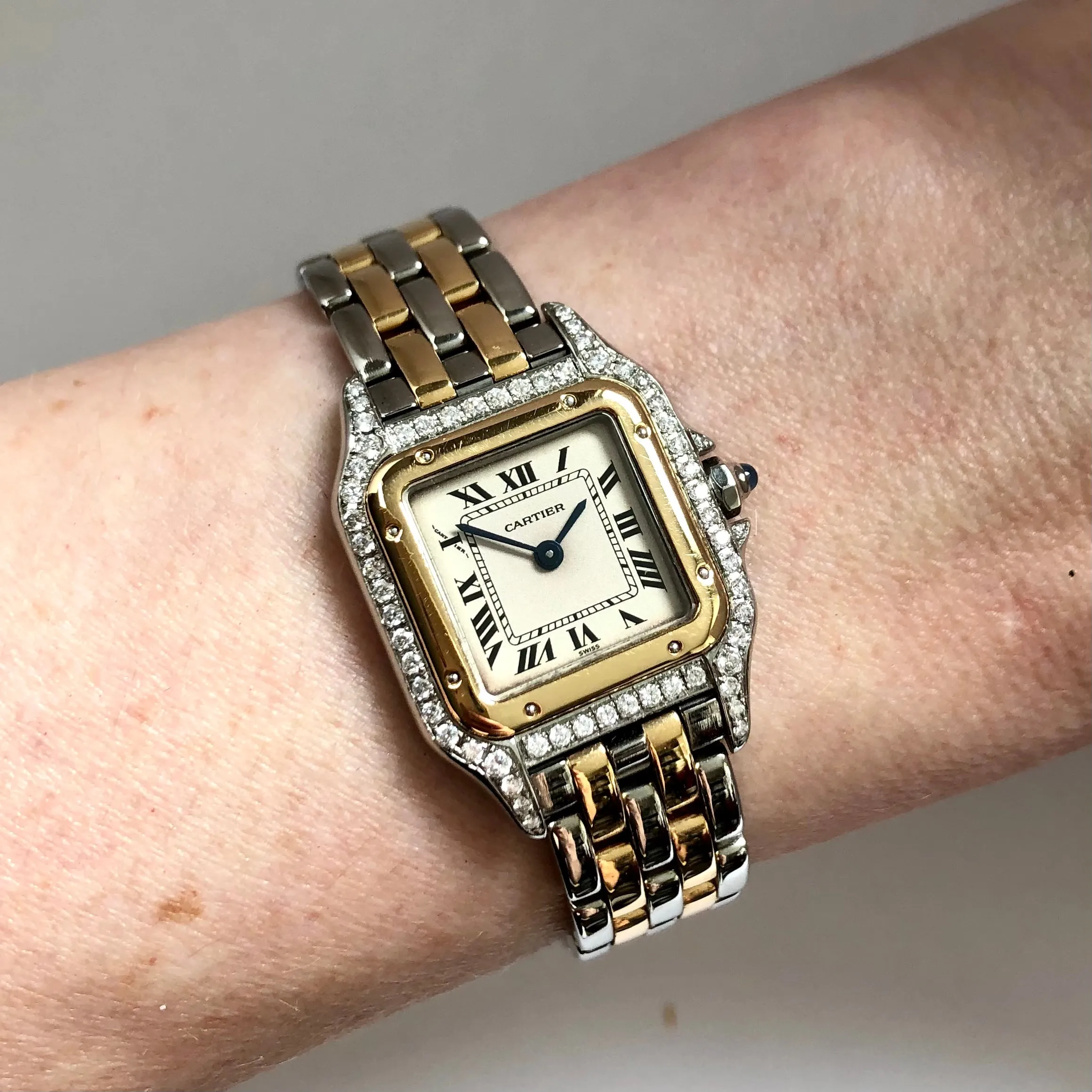 CARTIER PANTHERE Quartz 23mm 2 Row Gold 0.54TCW Diamond Watch