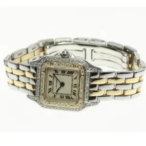 CARTIER PANTHERE Quartz 23mm 2 Row Gold 0.90TCW DIAMOND Watch