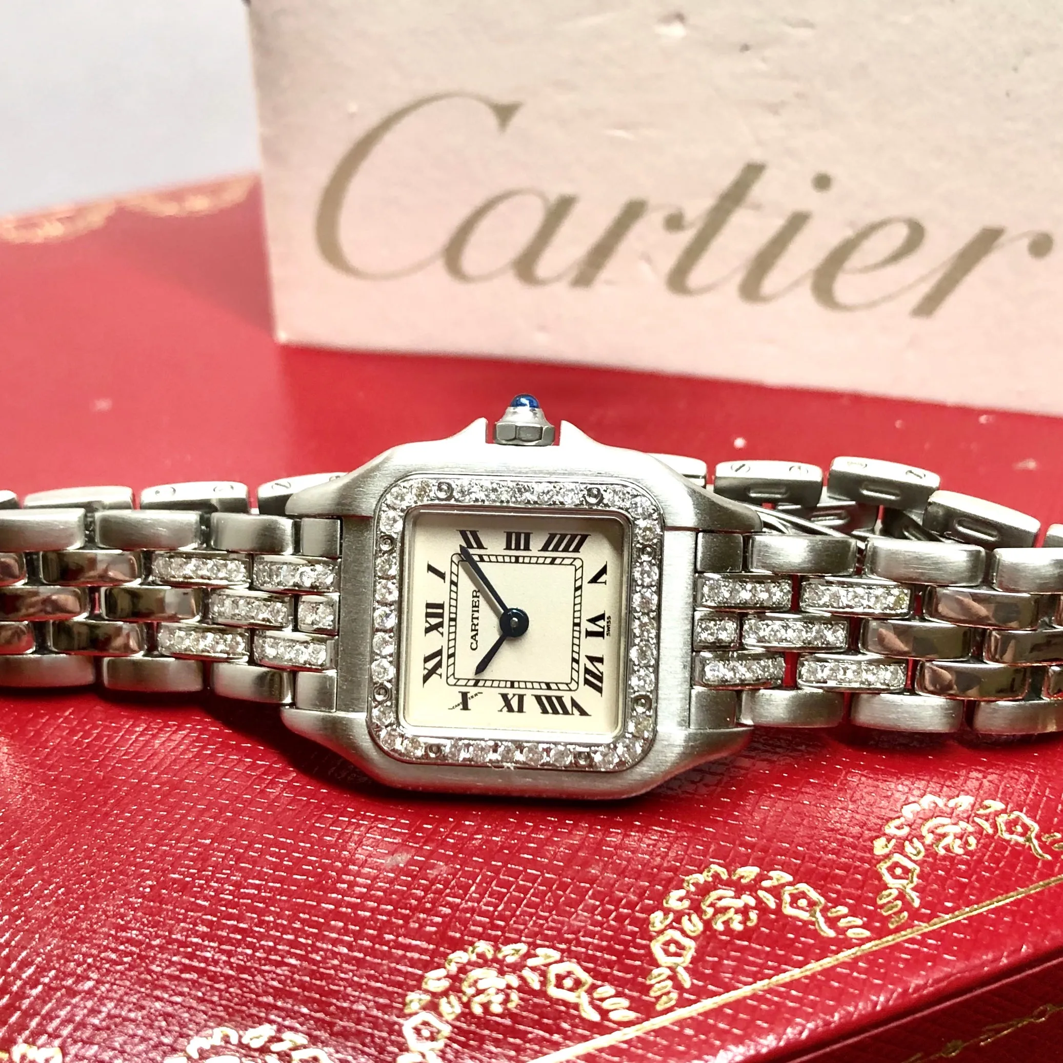 CARTIER PANTHERE Quartz 23mm Steel 0.55TCW Diamond Watch