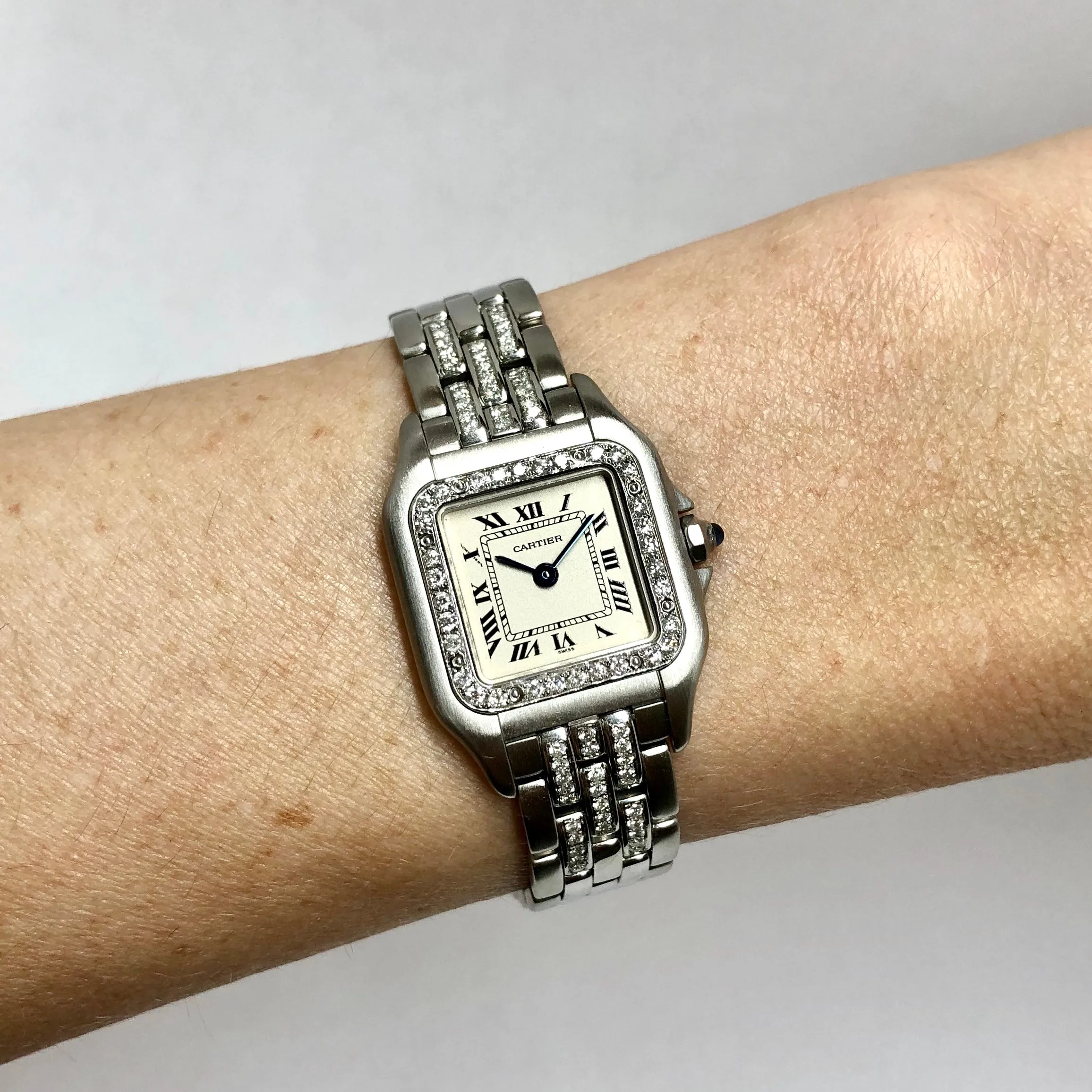 CARTIER PANTHERE Quartz 23mm Steel 0.55TCW Diamond Watch