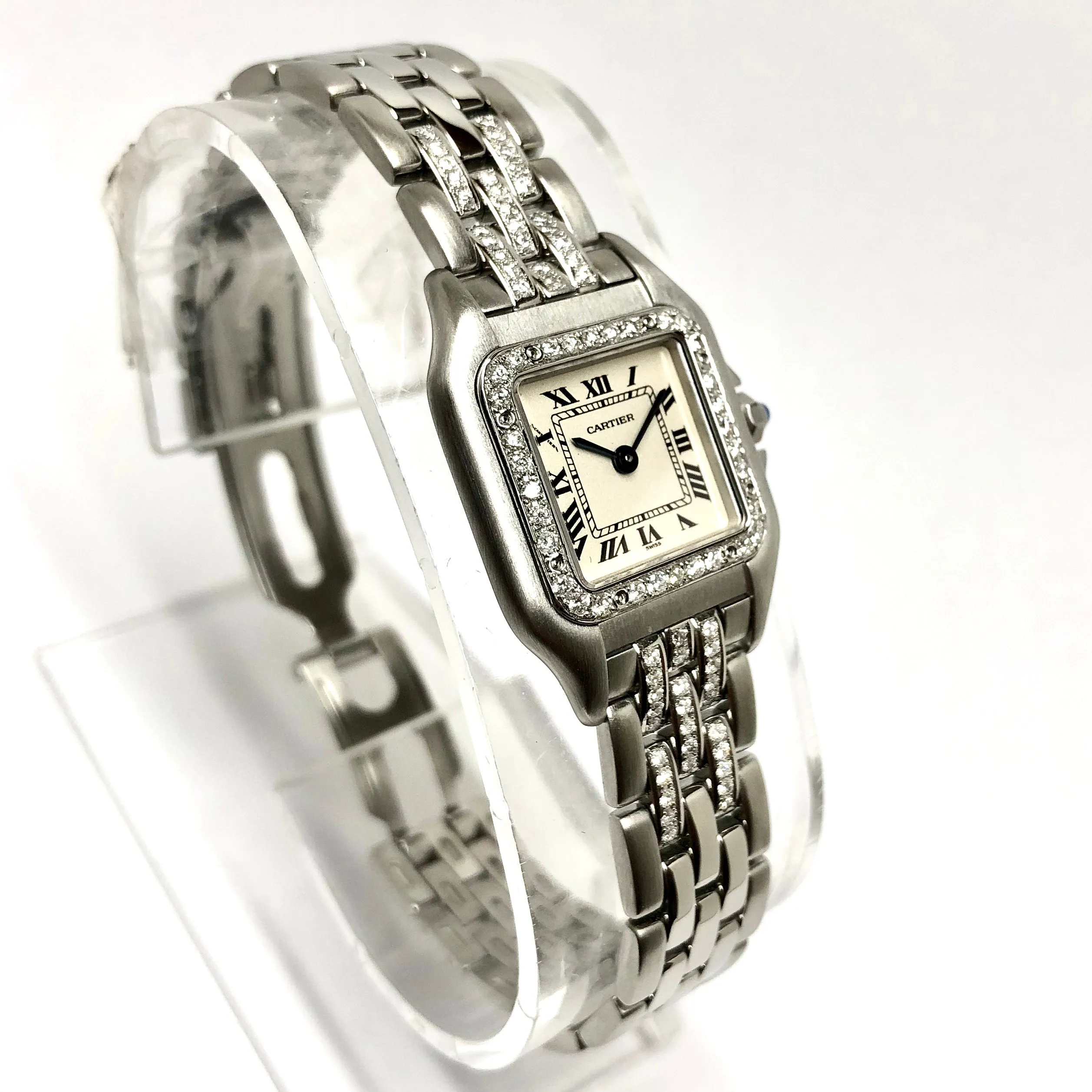 CARTIER PANTHERE Quartz 23mm Steel 0.55TCW Diamond Watch