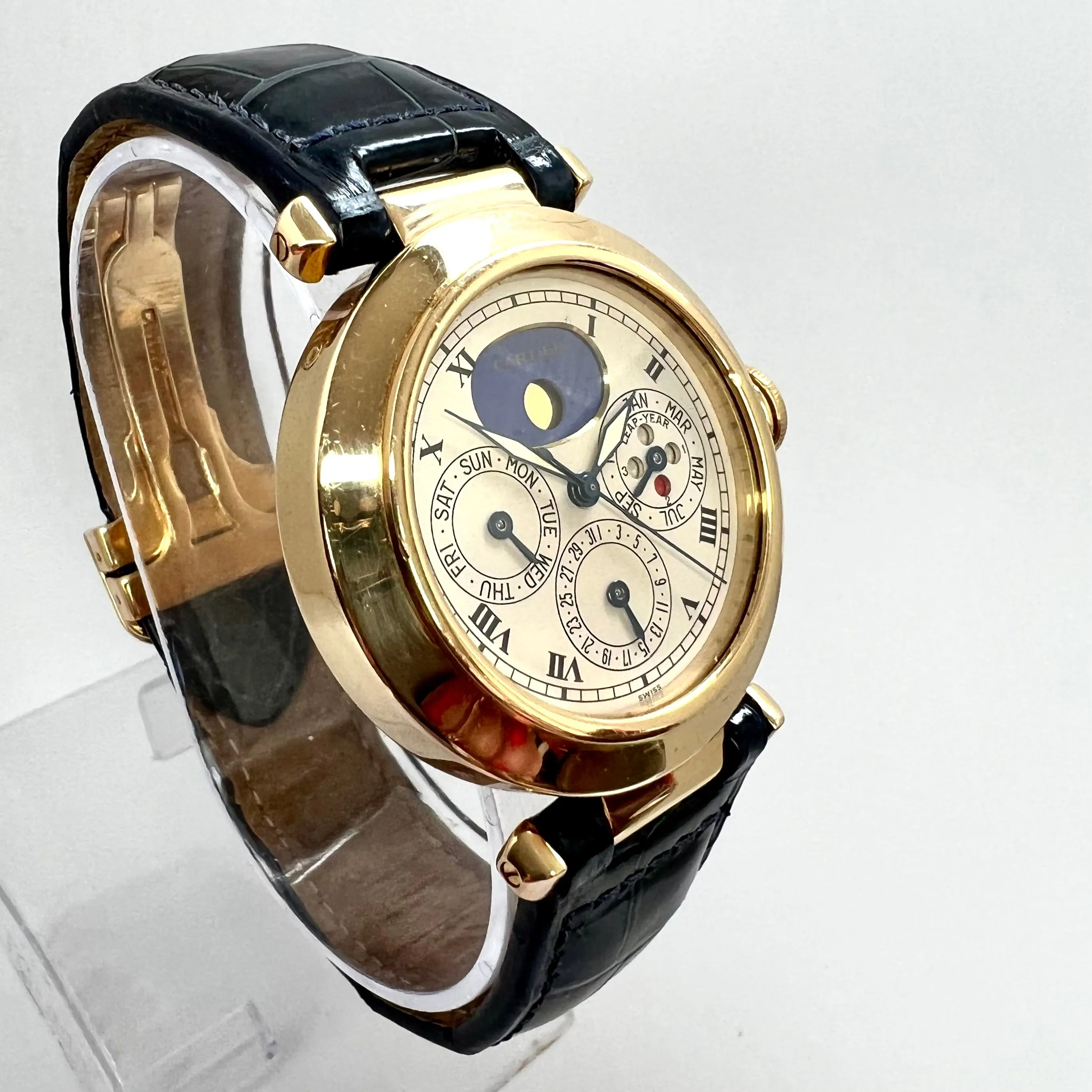 CARTIER PASHA 38mm Quartz Perpetual Calender Moonphase 18K Yellow Gold Watch