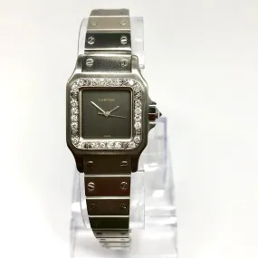 CARTIER SANTOS GALBEE 24mm Automatic Steel ~0.8TCW Diamond Watch