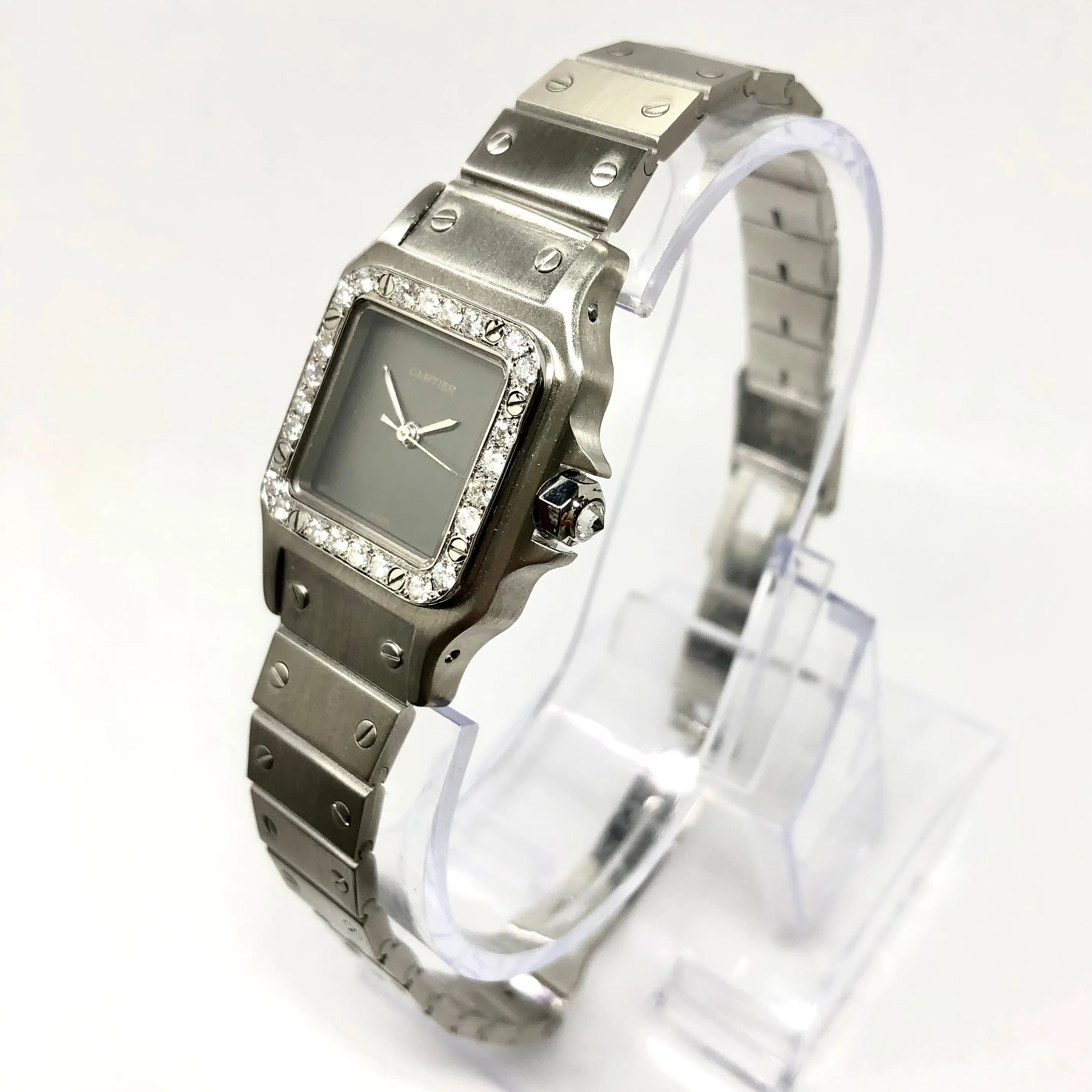 CARTIER SANTOS GALBEE 24mm Automatic Steel ~0.8TCW Diamond Watch