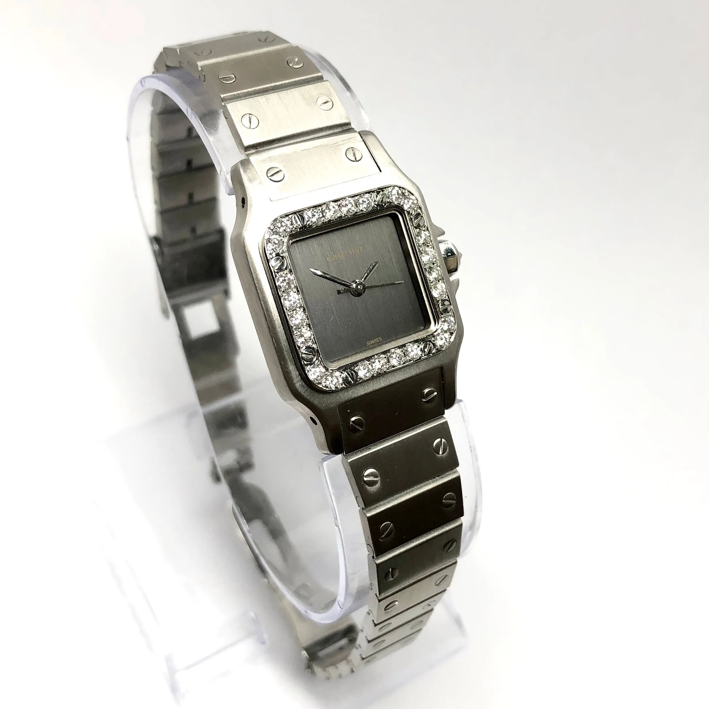 CARTIER SANTOS GALBEE 24mm Automatic Steel ~0.8TCW Diamond Watch