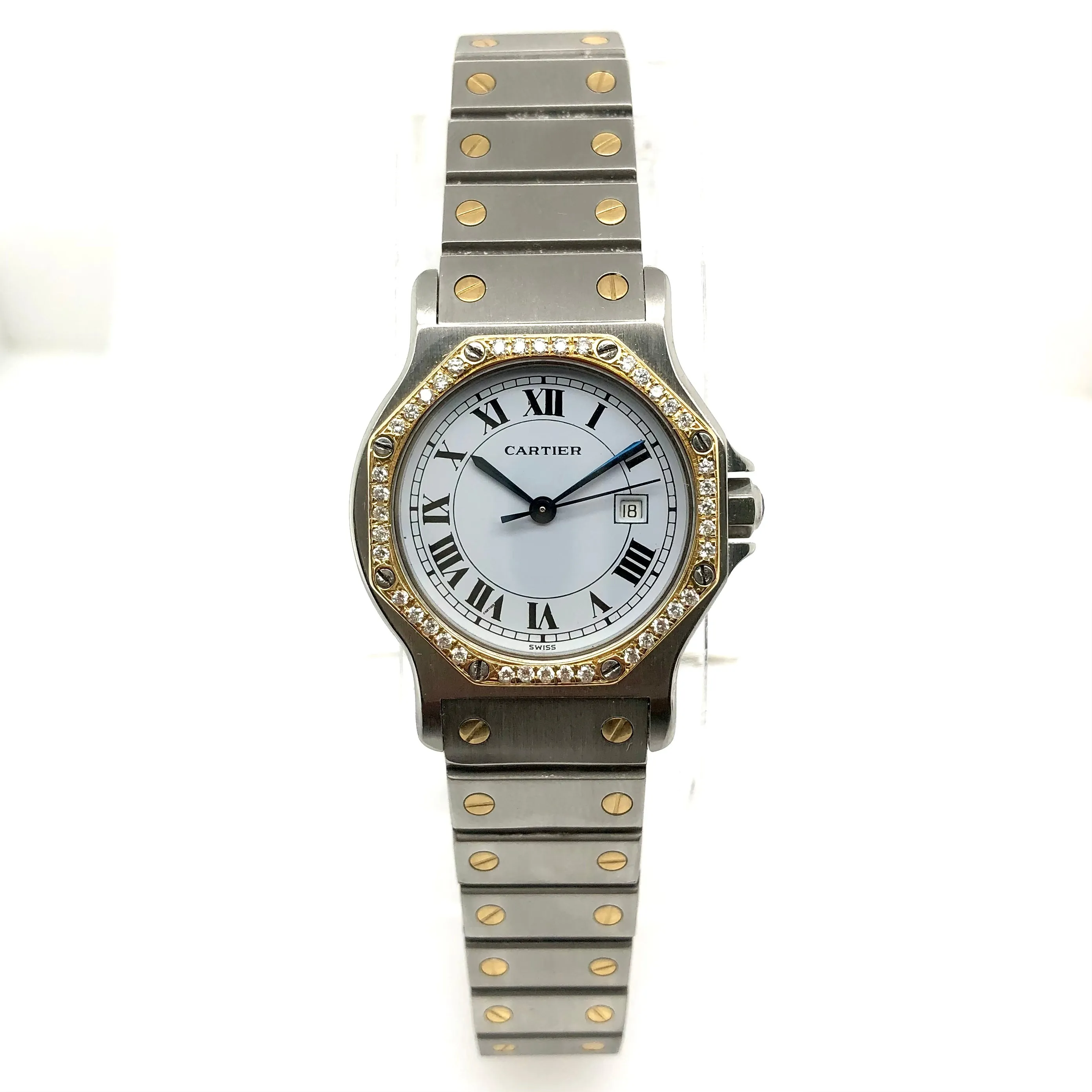 CARTIER SANTOS OCTAGON Automatic 31mm 2 Tone 0.38TCW DIAMOND Watch