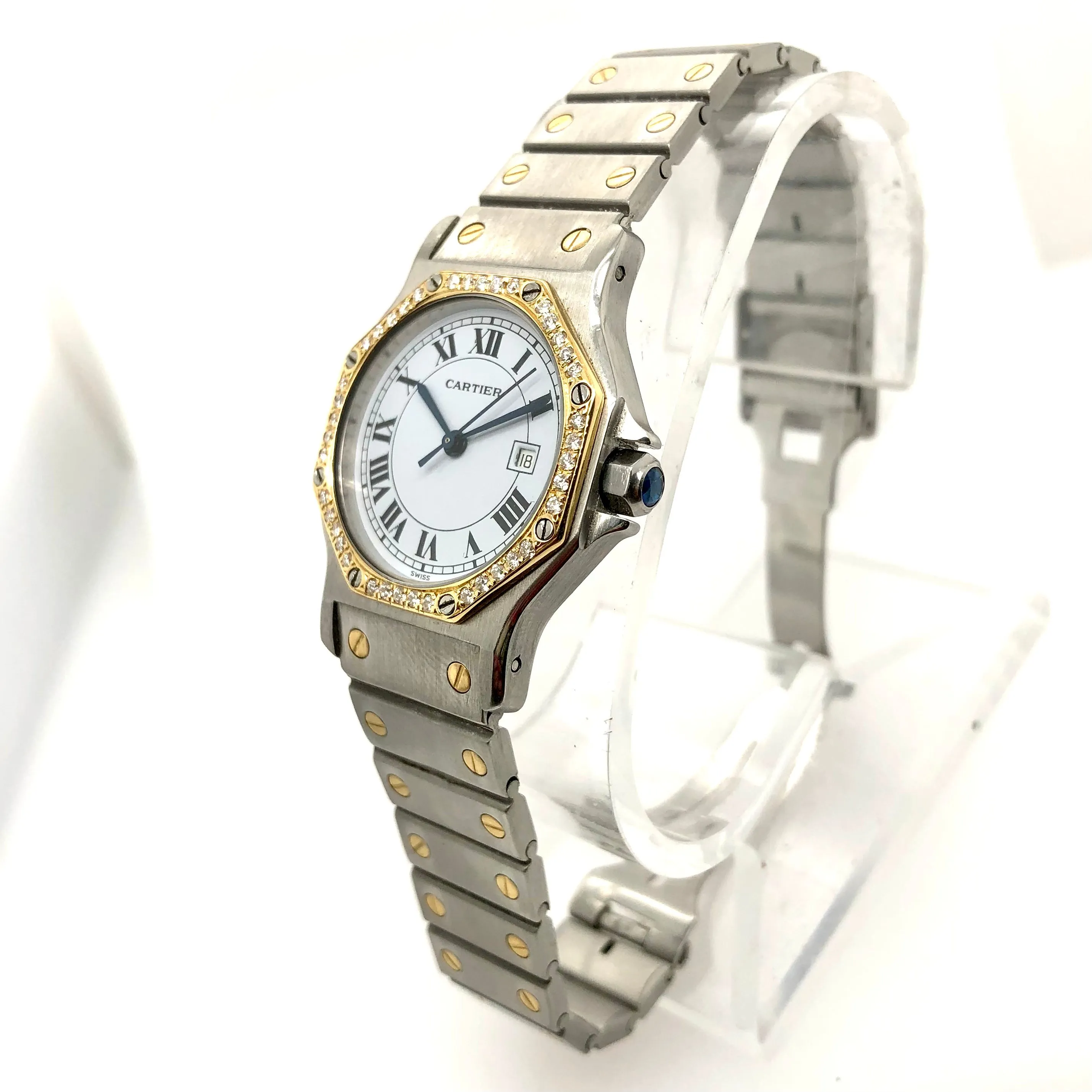 CARTIER SANTOS OCTAGON Automatic 31mm 2 Tone 0.38TCW DIAMOND Watch