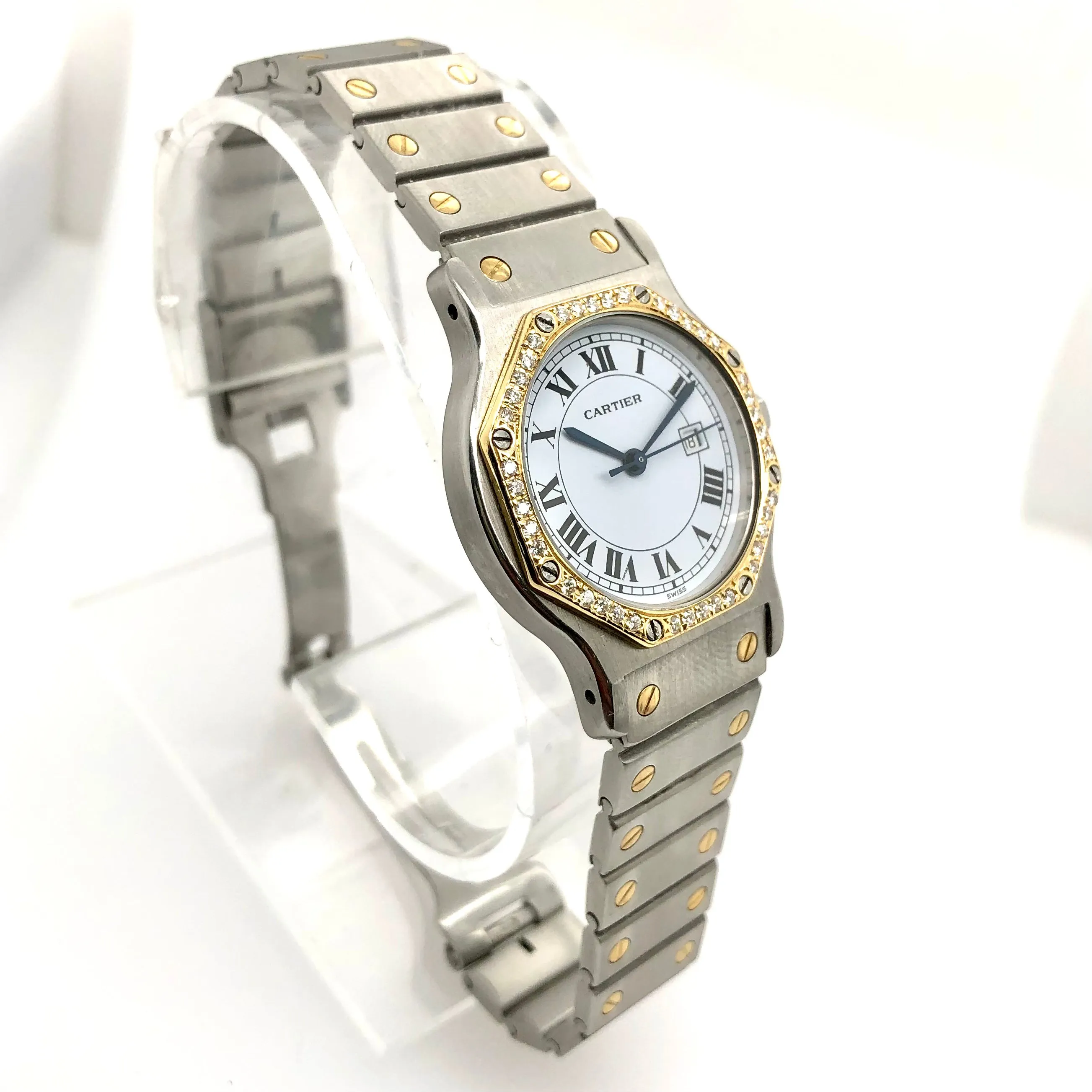 CARTIER SANTOS OCTAGON Automatic 31mm 2 Tone 0.38TCW DIAMOND Watch