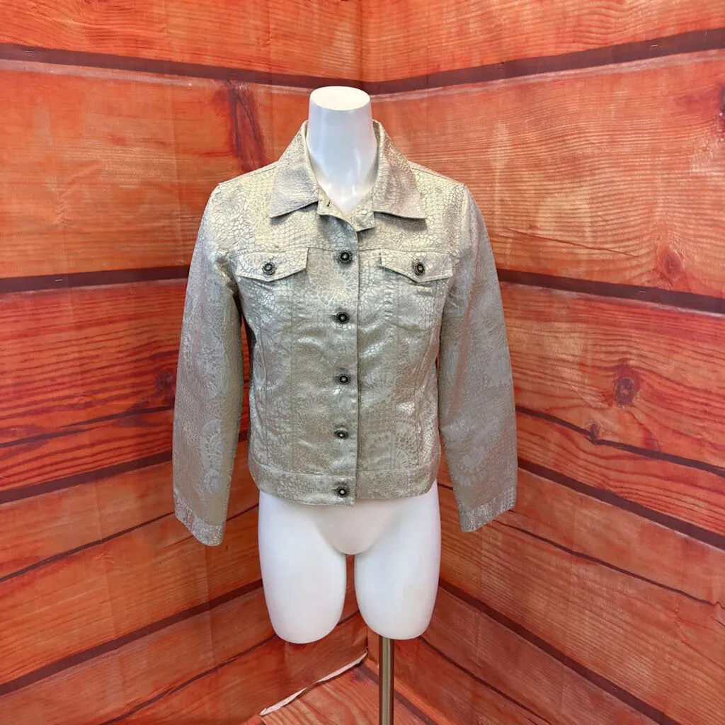 CHICOS GOLD JACKET SIZE 1 (7/8) TCC