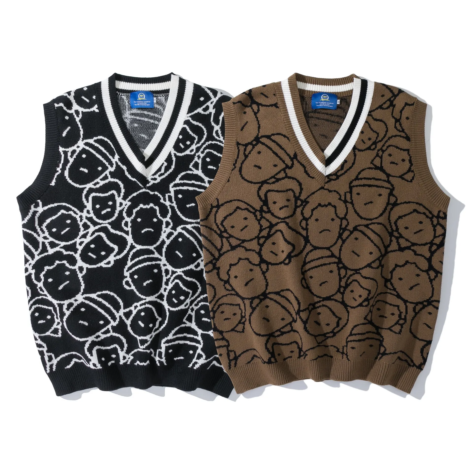 Couple Printing Sleeveless Sweater Men