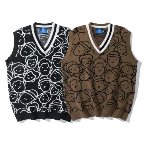 Couple Printing Sleeveless Sweater Men