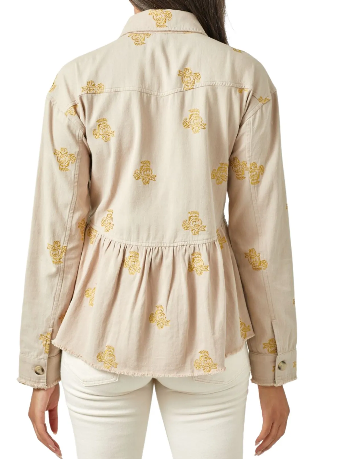 Embroidered Peplum Jacket in Pistachio