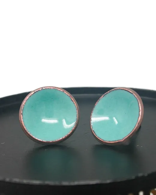 Enameled penny post earrings- new enamel blends