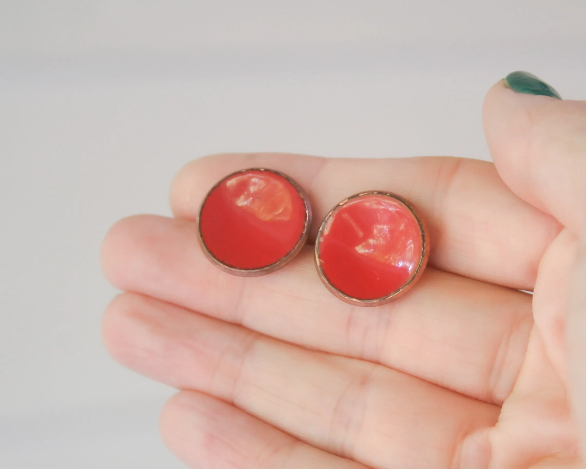 Enameled penny post earrings- new enamel blends