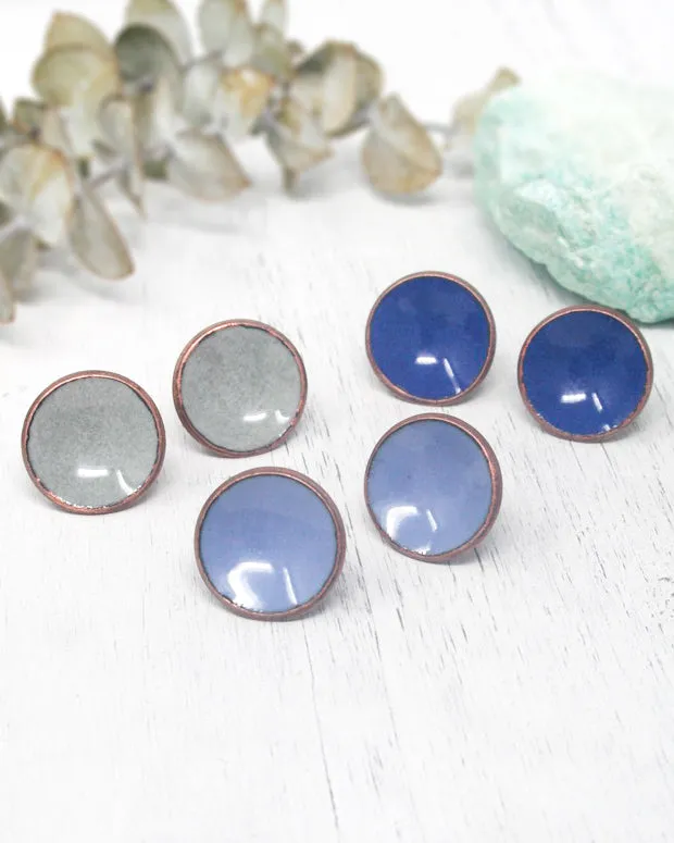 Enameled penny post earrings- new enamel blends