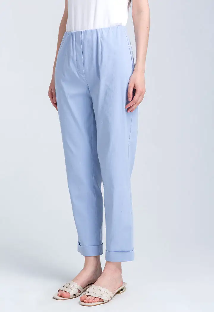 Folded Hem Solid Basic Trouser