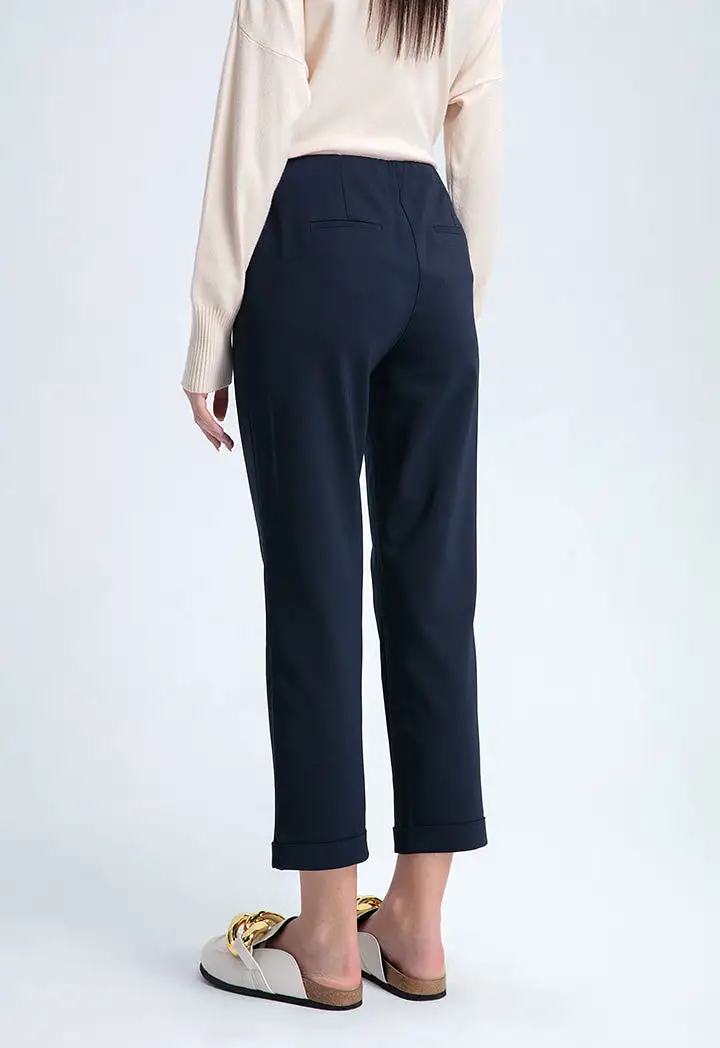 Folded Hem Solid Basic Trouser