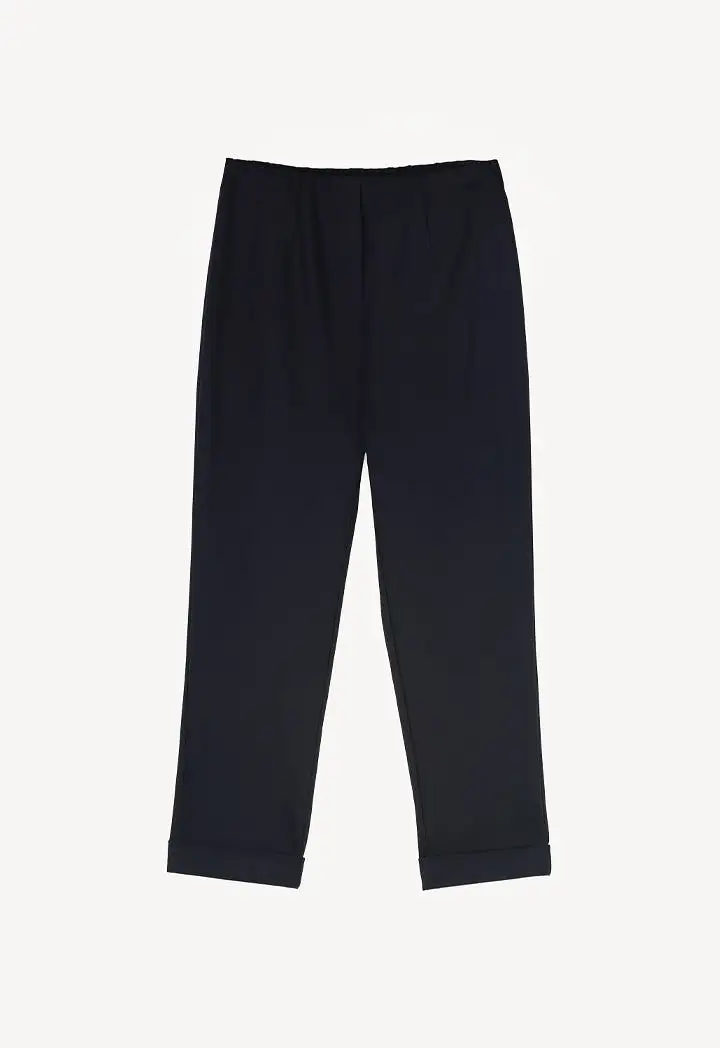 Folded Hem Solid Basic Trouser