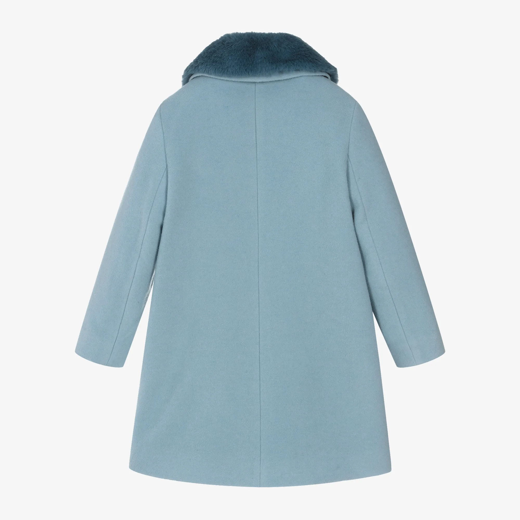 Girls Blue Felted Wool Coat