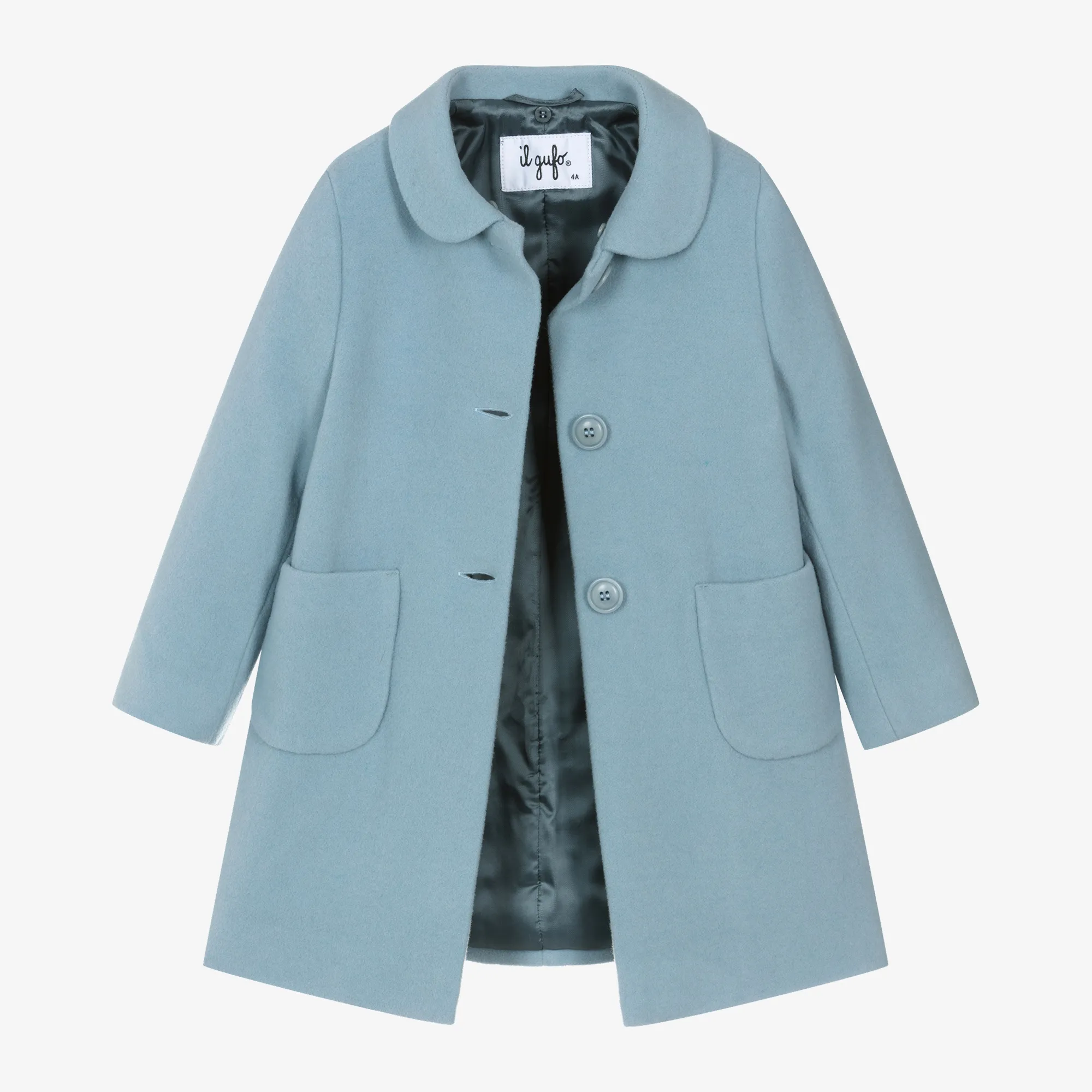 Girls Blue Felted Wool Coat