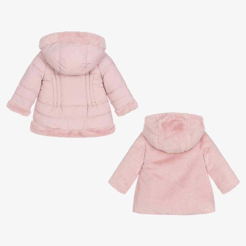 Girls Pink Reversible Coat