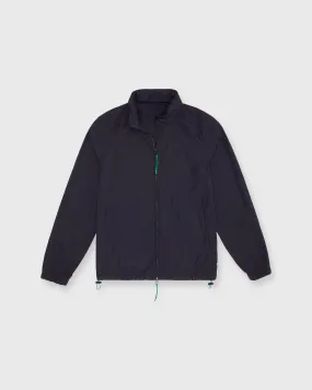 Hooded Track Jacket in Navy Nylon